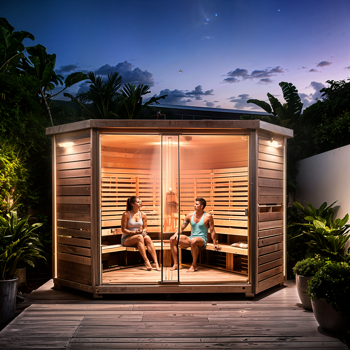 Elysian Retreat 4-5 Person Outdoor Sauna with Chromotherapy & Bluetooth