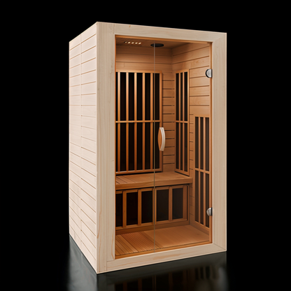 Home Sauna Room 2-Person Indoor Hemlock Wooden Infrared Indoor Sauna Spa with Bluetooth Digital Control Panel