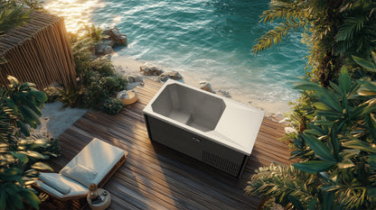 Luxury Cedar Oval Cold Plunge Tub with Stainless Steel Interior, Dual Covers, Easy Drainage, Steps & Headrest Included