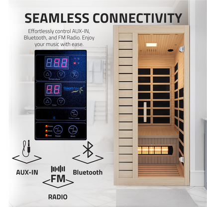 SteamSpa Home Sauna Room 1 Person Hemlock Wooden Indoor Sauna Spa