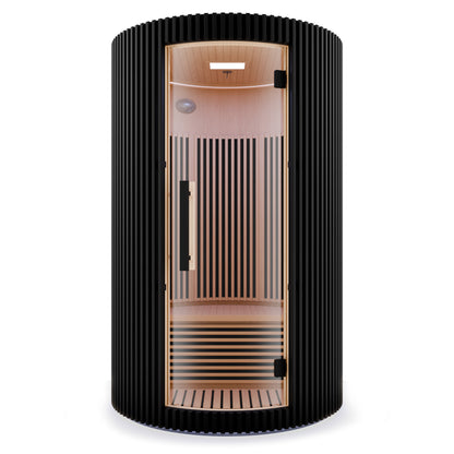 SaunaSpa 1-2-Person Round Infrared Sauna with Canadian Hemlock Wood, Infrared Heating Panels, Red Light Heater, and WiFi Control