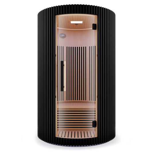 SaunaSpa 1-2-Person Round Infrared Sauna with Canadian Hemlock Wood, Infrared Heating Panels, Red Light Heater, and WiFi Control