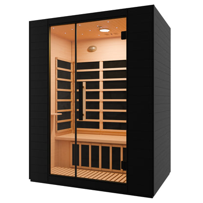 SaunaSpa 3-Person Infrared Heater Indoor Sauna With Red Light Therapy, Chromotherapy Lights, WiFi Control, Black Canadian Hemlock