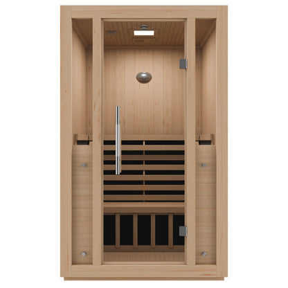 SaunaSpa Fiji 2-Person Carbon FAR Infrared Hemlock Wooden Indoor Home Sauna Room with LED Touch Control Panel
