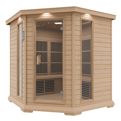 SaunaSpa Mauritius 5-Person Carbon FAR Infrared Hemlock Wooden Indoor Home Sauna Room with LED Touch Control Panel