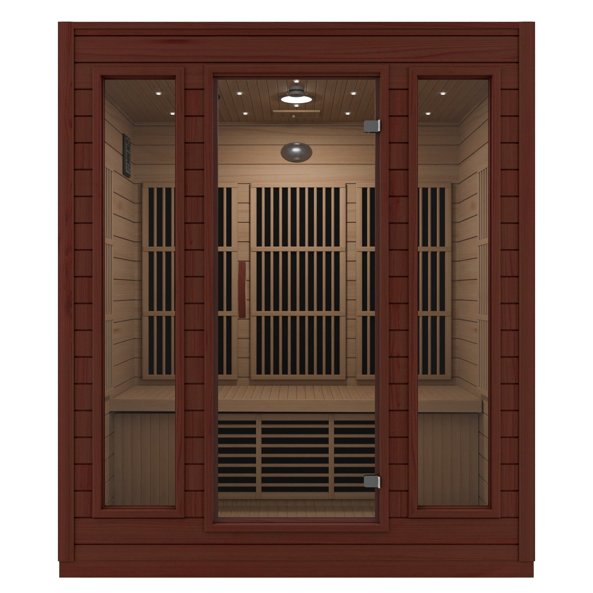 SC-SS0012-0S - SteamSpa Curacao 3-Person Carbon FAR Infrared Hemlock Wooden Indoor Home Sauna Room with LED Touch Control Panel