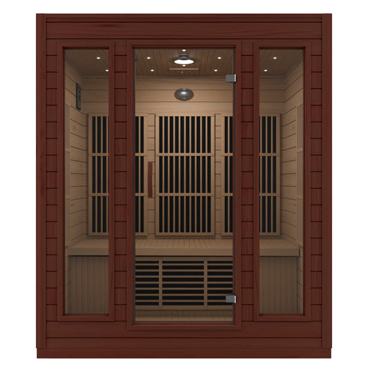 SC-SS0012-0S - SteamSpa Curacao 3-Person Carbon FAR Infrared Hemlock Wooden Indoor Home Sauna Room with LED Touch Control Panel