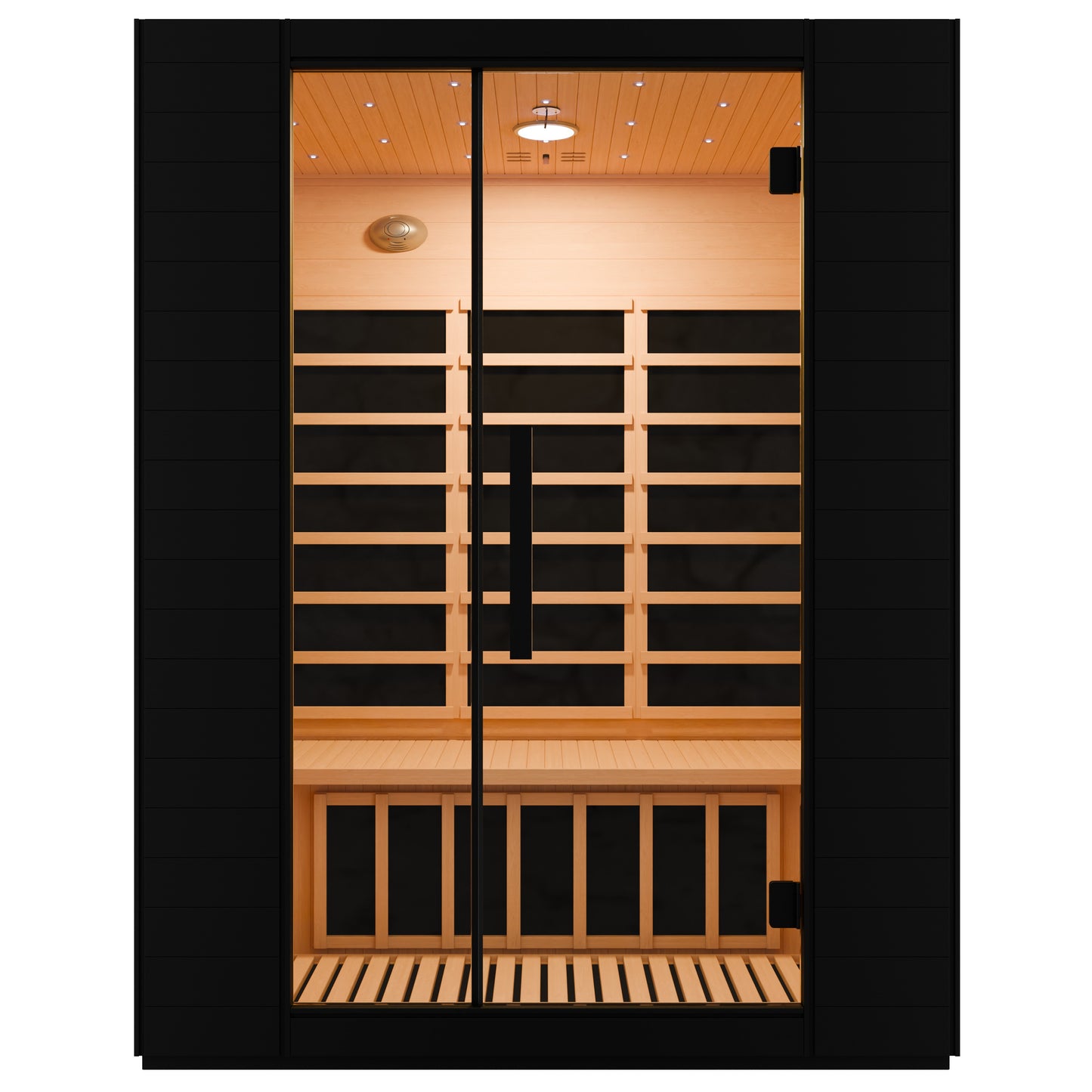 SaunaSpa 3-Person Infrared Heater Indoor Sauna With Red Light Therapy, Chromotherapy Lights, WiFi Control, Black Canadian Hemlock