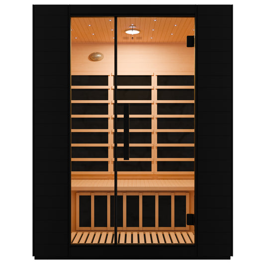SaunaSpa 3-Person Infrared Heater Indoor Sauna With Red Light Therapy, Chromotherapy Lights, WiFi Control, Black Canadian Hemlock