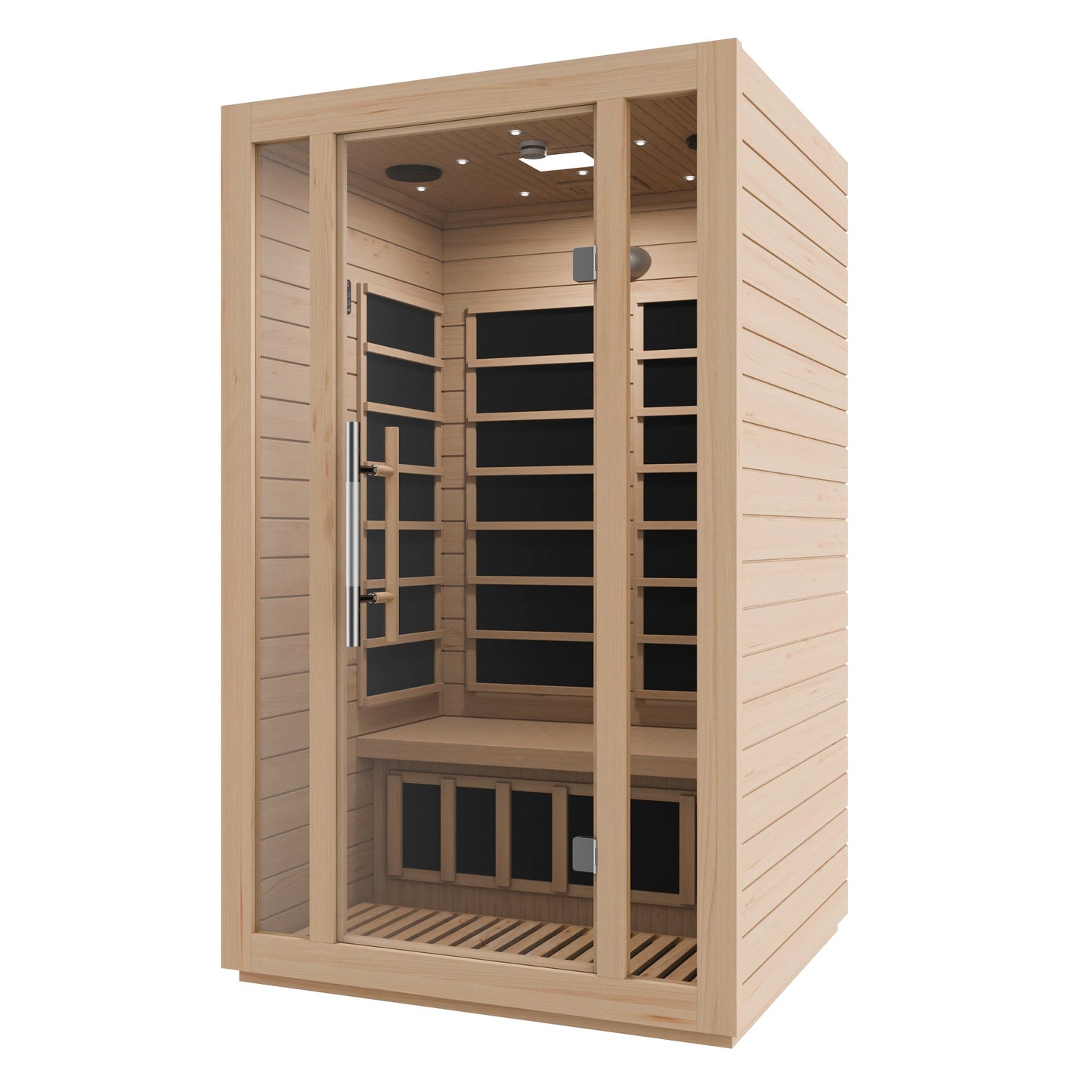 SaunaSpa Maldives 2-Person Indoor Hemlock Wooden Low EMF Carbon FAR Infrared Home Sauna Room with LED Touch Control Panel
