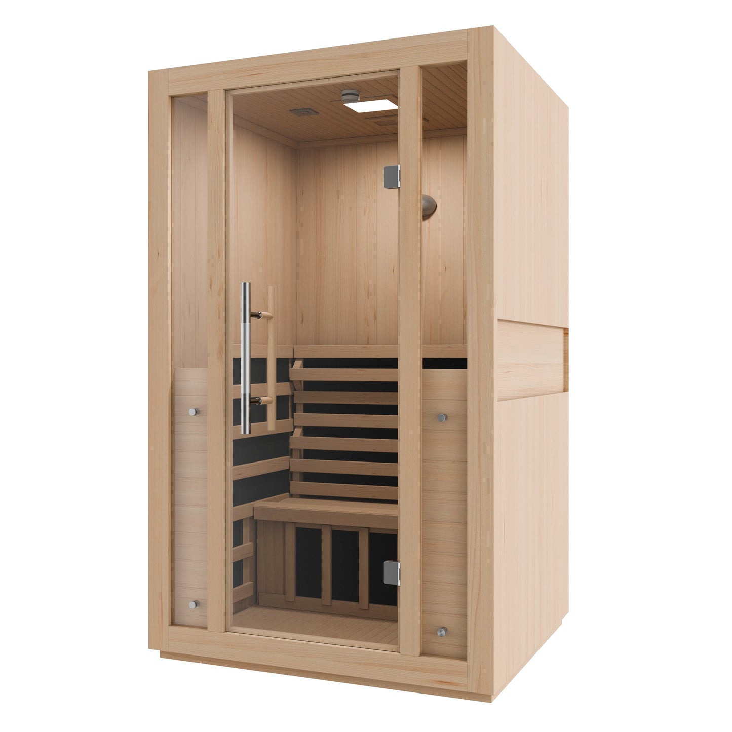 SaunaSpa Fiji 2-Person Carbon FAR Infrared Hemlock Wooden Indoor Home Sauna Room with LED Touch Control Panel