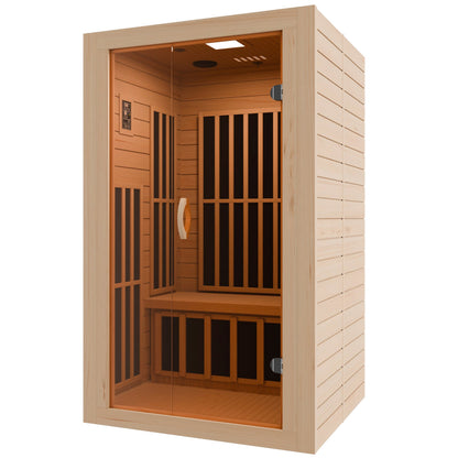 SaunaSpa Viti 2- Person Indoor Hemlock Wooden Carbon FAR Infrared Home Sauna Room with LED Touch Control Panel and Heater