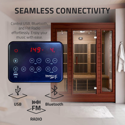 SaunaSpa Curacao 3-Person Carbon FAR Infrared Hemlock Wooden Indoor Home Sauna Room with LED Touch Control Panel