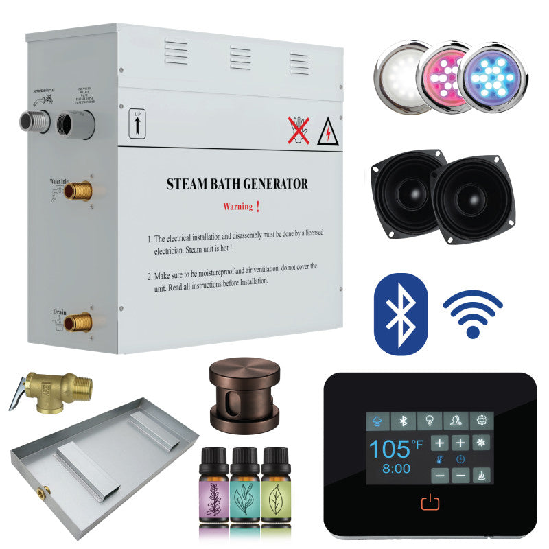 PRO Series Steam Bath Generator with Bluetooth, WiFi, QuickStart, Auto-Drain, and Chroma Lighting