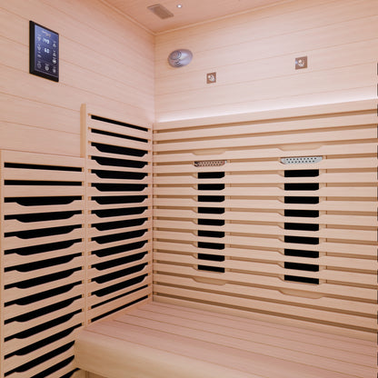 SaunaSpa Yoga Sauna 2-Person Infrared Indoor Hemlock Wood Sauna with Removable Bench, and Floor Heating for Perfect Yoga Sessions