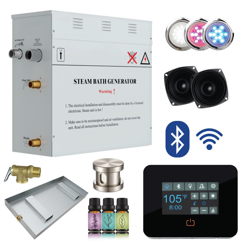 PRO Series Steam Bath Generator with Bluetooth, WiFi, QuickStart, Auto-Drain, and Chroma Lighting
