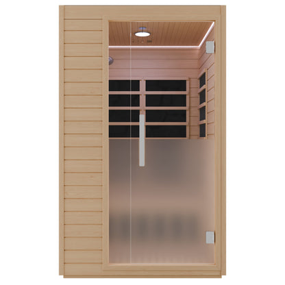 SaunaSpa 2-Person Infrared Cabin Sauna with Canadian Hemlock Wood, Low EMF Heating Panels, Chromotherapy and Glass Door