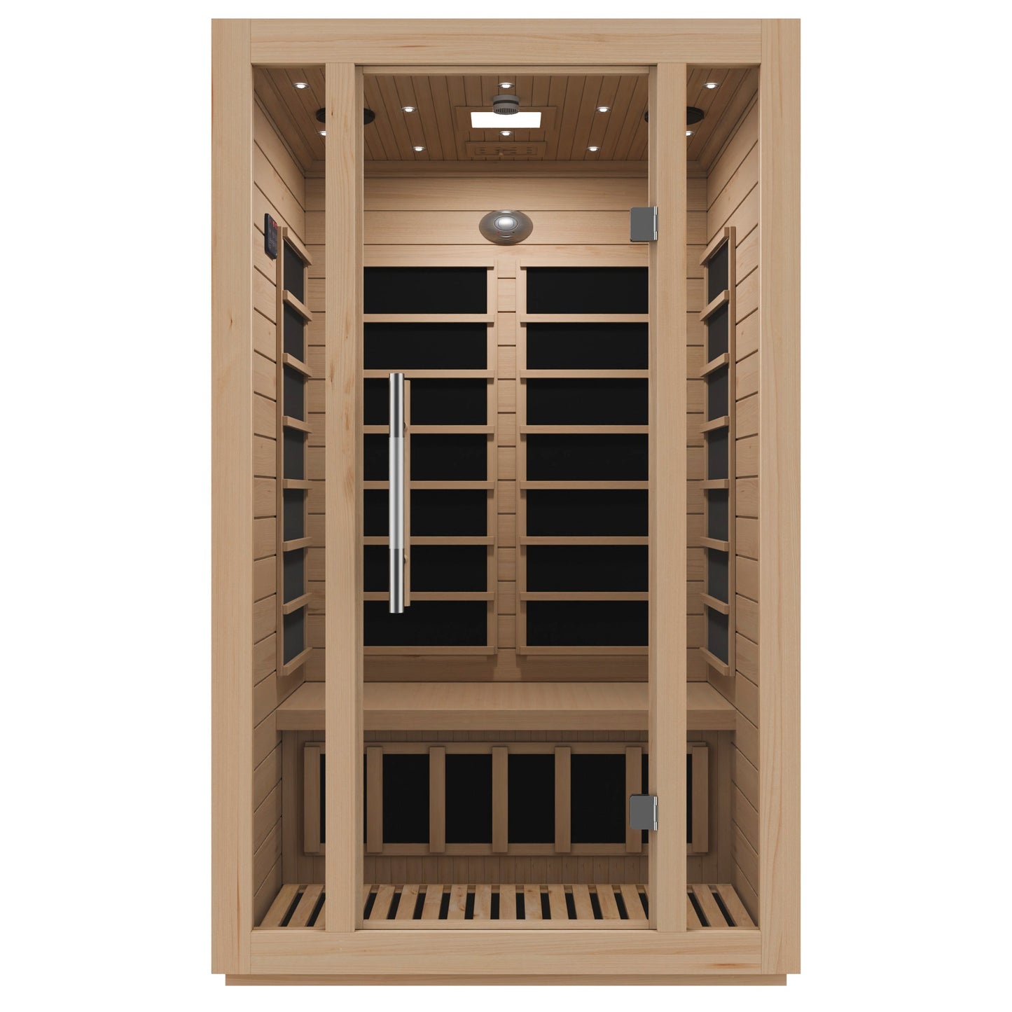 SaunaSpa Maldives 2-Person Indoor Hemlock Wooden Low EMF Carbon FAR Infrared Home Sauna Room with LED Touch Control Panel