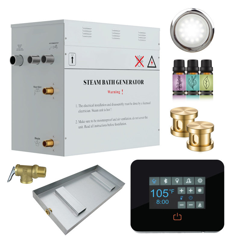 Contractors Series Steam Bath Generator with Quickstart, Digital Touchpad, Auto-Drain, and Aroma Steamhead
