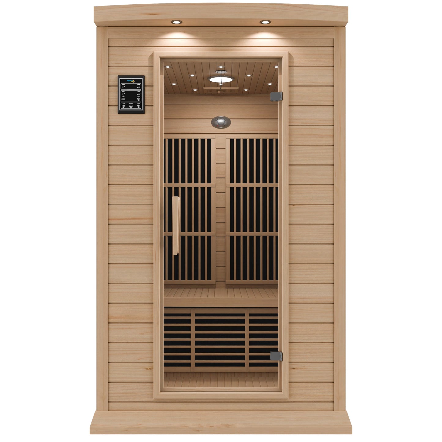SaunaSpa Seychelles 2-Person Carbon FAR Infrared Infrared Hemlock Wooden Indoor Home Sauna Room with LED Touch Control Panel