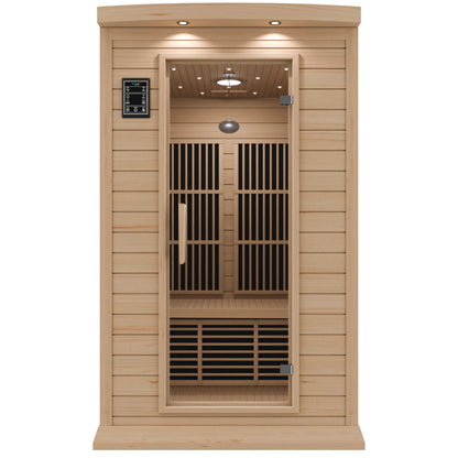 SaunaSpa Seychelles 2-Person Carbon FAR Infrared Infrared Hemlock Wooden Indoor Home Sauna Room with LED Touch Control Panel