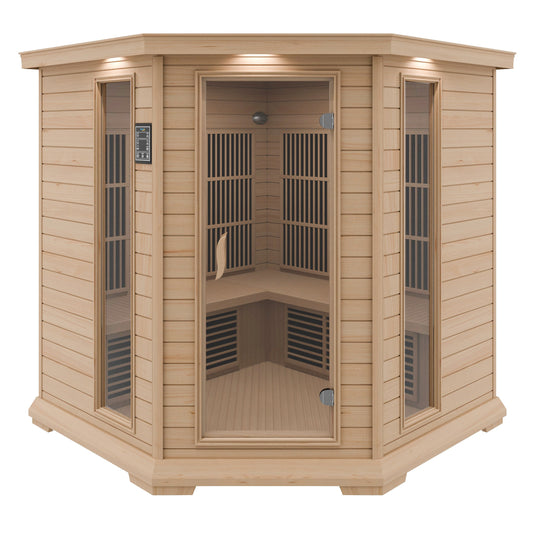 Mauritius 5-Person Carbon FAR Infrared Hemlock Wooden Indoor Home Sauna Room with LED Touch Control Panel