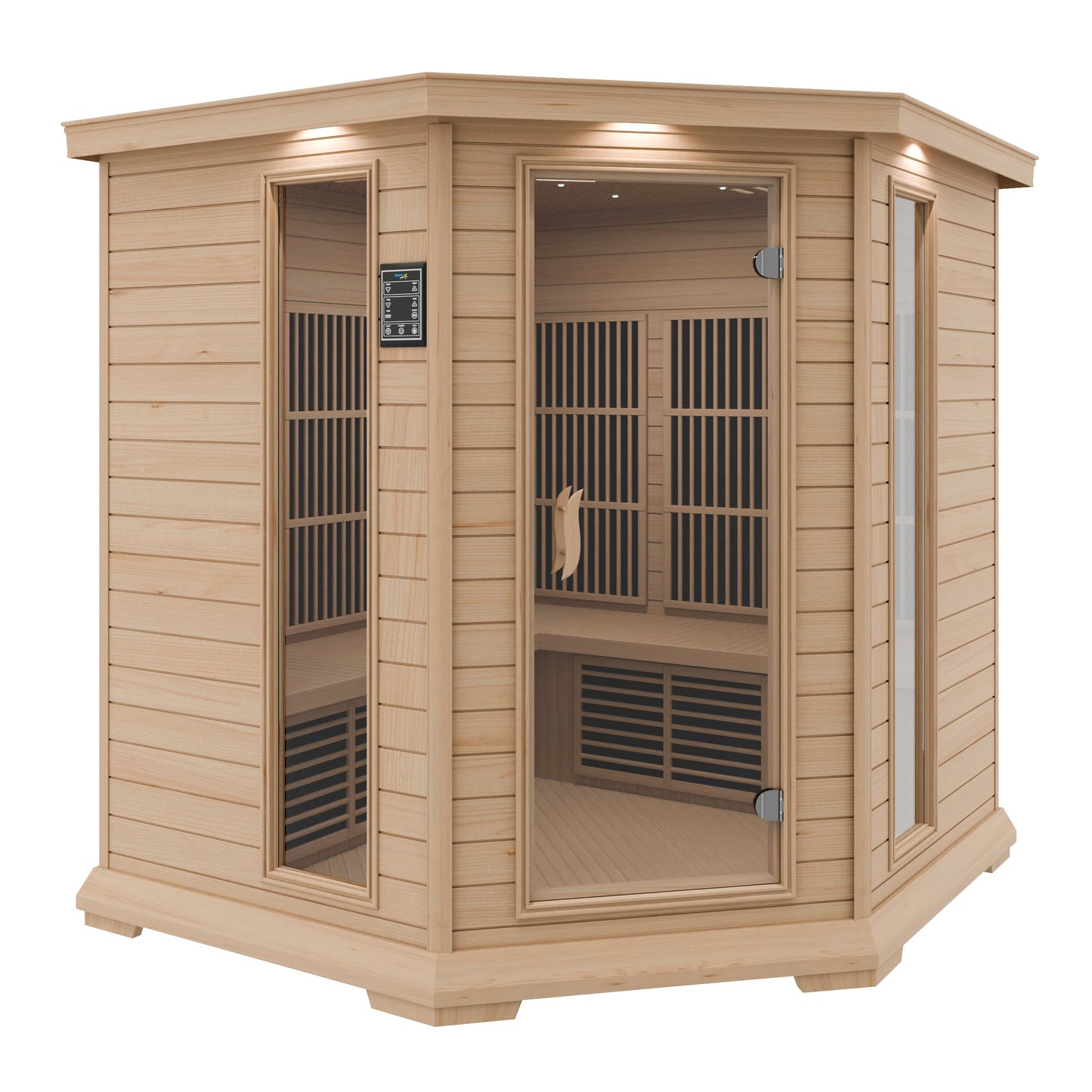 SaunaSpa Mauritius 5-Person Carbon FAR Infrared Hemlock Wooden Indoor Home Sauna Room with LED Touch Control Panel