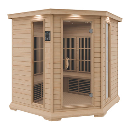 SaunaSpa Mauritius 5-Person Carbon FAR Infrared Hemlock Wooden Indoor Home Sauna Room with LED Touch Control Panel