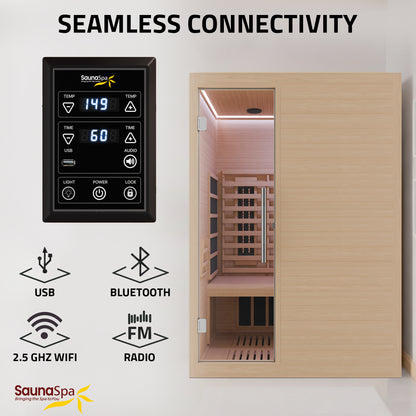 SaunaSpa Full Spectrum 3-Person Infrared Indoor Sauna with Full Range Near, Mid, and Far Infrared Panels and WiFi Control