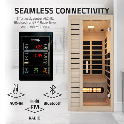 SaunaSpa Lucia 1- Person Indoor Hemlock Wooden Carbon FAR Infrared Home Sauna Room with LED Touch Control Panel and Heater