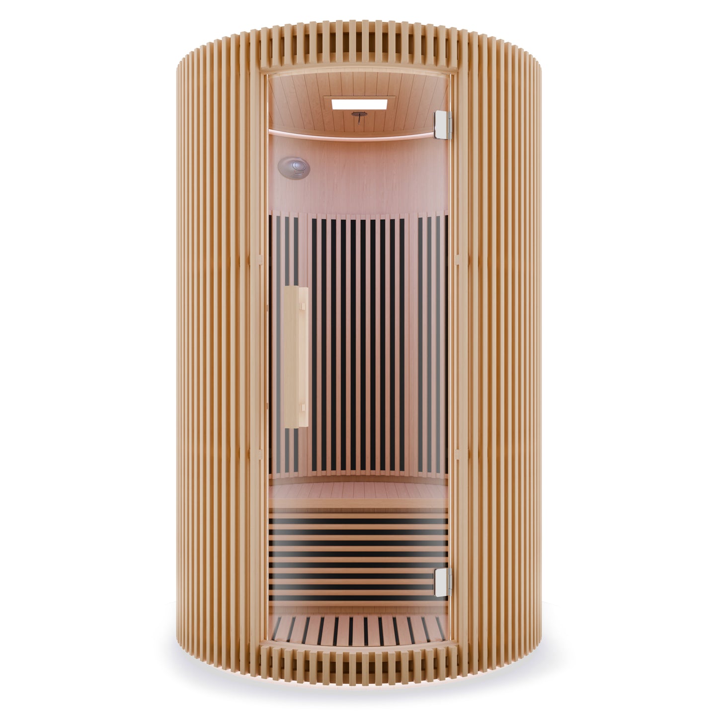 SaunaSpa 1-2-Person Round Infrared Sauna with Canadian Hemlock Wood, Infrared Heating Panels, Red Light Heater, and WiFi Control