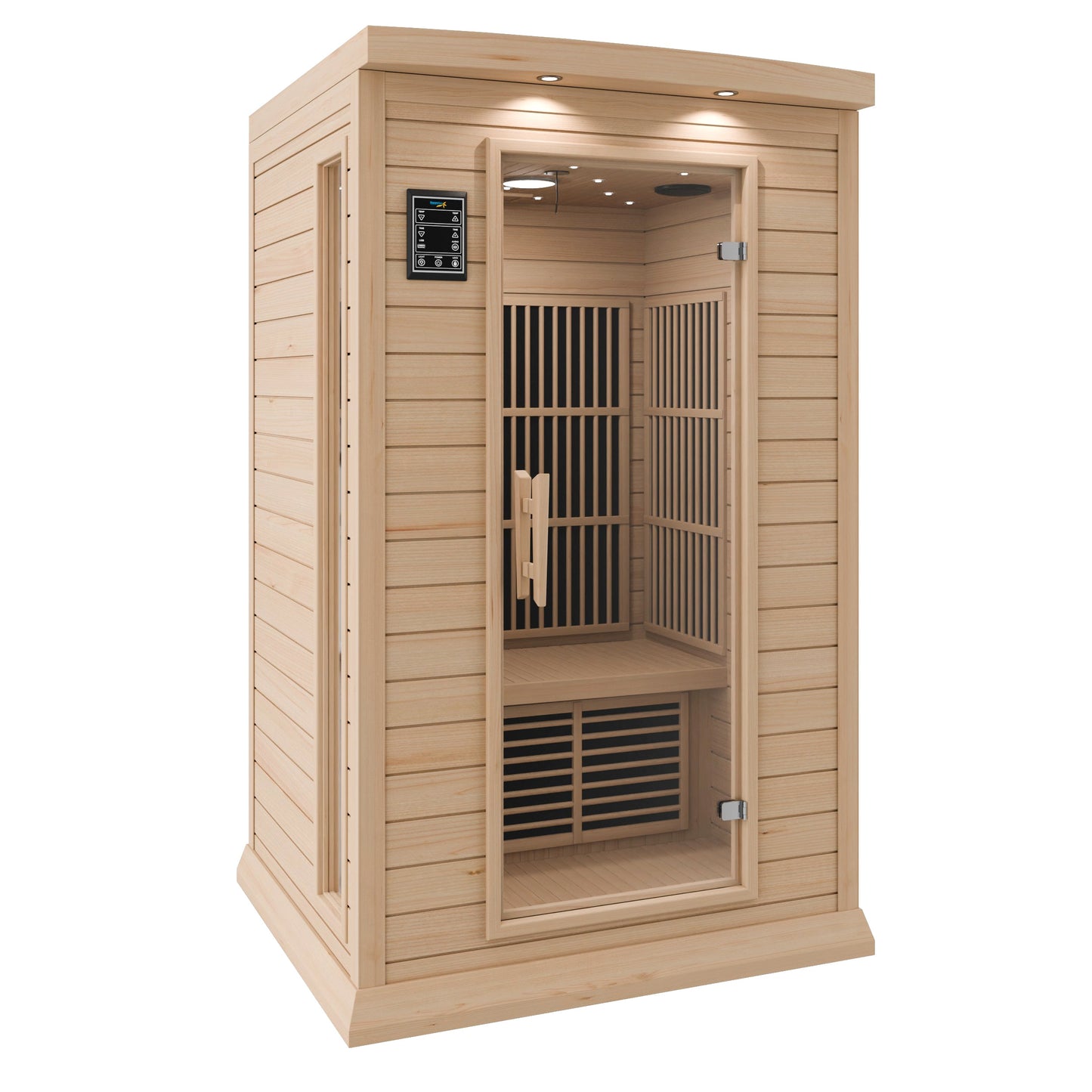 SaunaSpa Seychelles 2-Person Carbon FAR Infrared Infrared Hemlock Wooden Indoor Home Sauna Room with LED Touch Control Panel