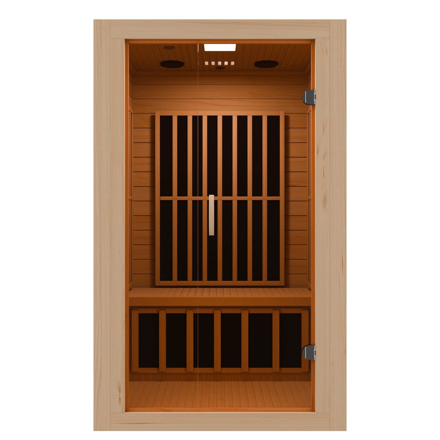 SaunaSpa Viti 2- Person Indoor Hemlock Wooden Carbon FAR Infrared Home Sauna Room with LED Touch Control Panel and Heater