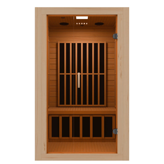 SaunaSpa Viti 2- Person Indoor Hemlock Wooden Carbon FAR Infrared Home Sauna Room with LED Touch Control Panel and Heater